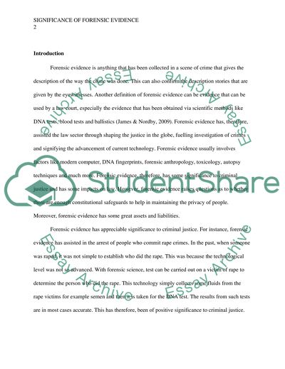 Significance of Forensic Evidence