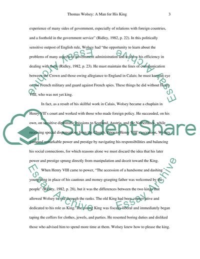 Thomas Wolsey: A Man for His King