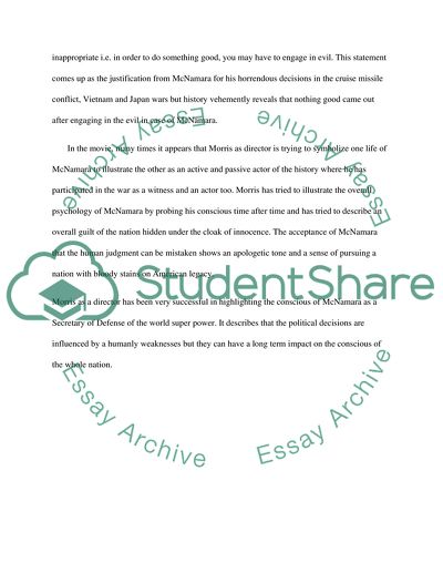 Review of Fog of War Movie by Errol Morris