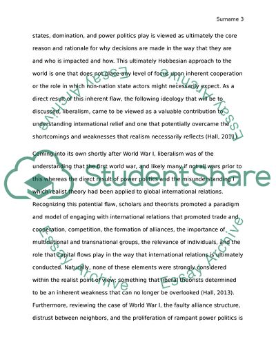 Realism and Liberalism: A Prospectus of Two International Relations Paradigms