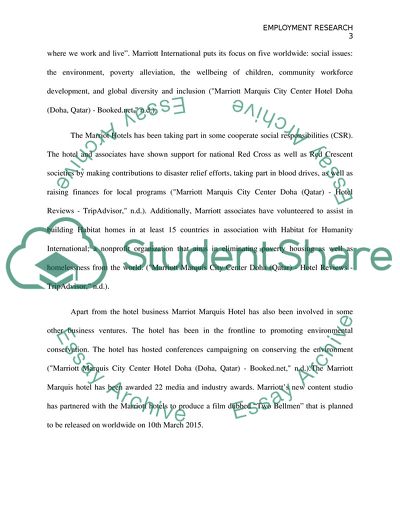 Employment Research about Marriot Hotel