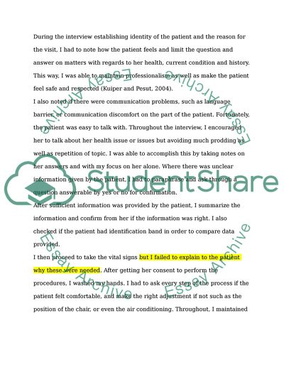 Reflective Learning Nursing Personal Statement