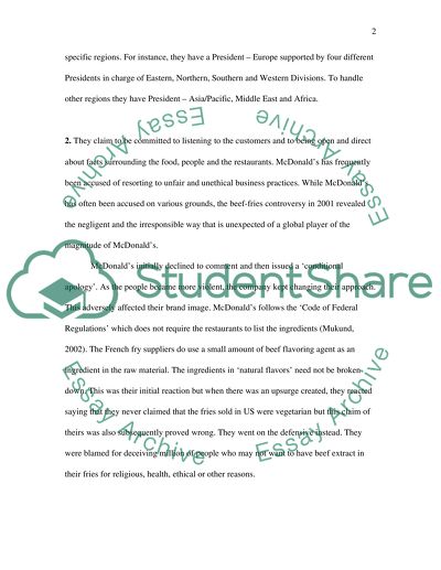 International Marketing of McDonalds