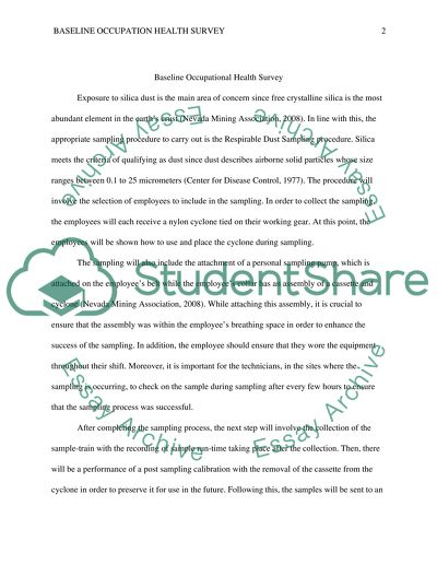 Designing a Baseline Occupational Health Survey