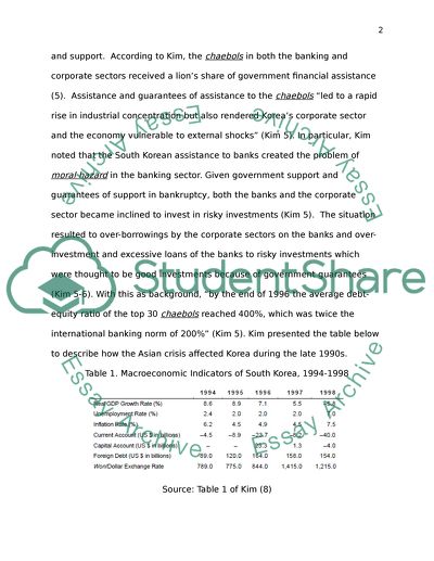 South Korea during the Asian Crisis