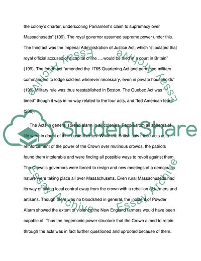 The Coercive Acts and the Tea Act of 1773