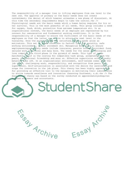 Maslows Theory of Motivation, Herzbergs Two Factor Theory, Alderfers ERG Theory