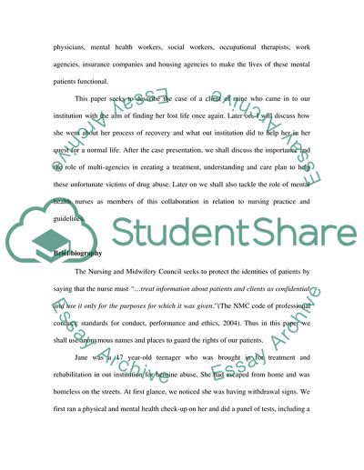 Multi-agency Treatment, understanding and Care Plan: Heroin Addiction