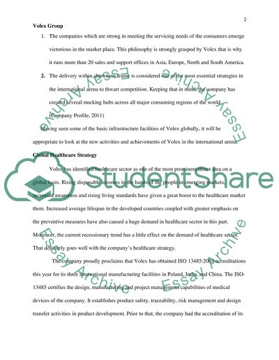 Volex Groups Strategy on International Activity