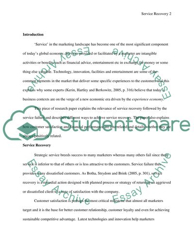 Service recovery essay