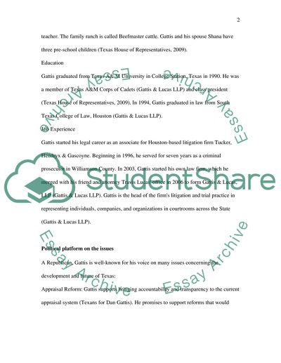 Brief biography of a Texas Representative or a US Senator