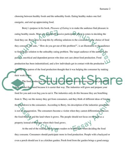 The Pleasure of Eating by Wendell Berry