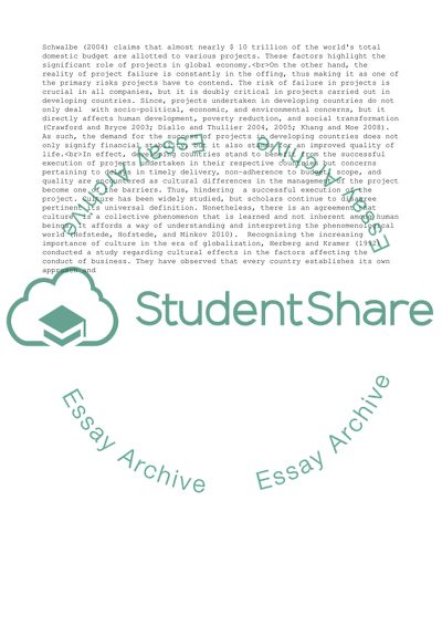 Effect of Culture on Team Performance and Project Success