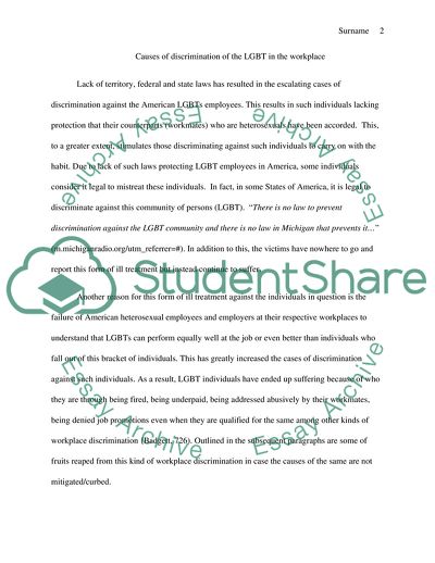 Discrimination in the Workplace among LGBT People in the United States