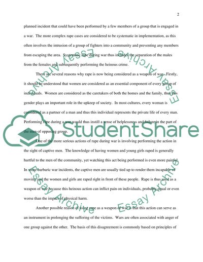 Rape as a Weapon of War