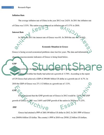 Economic Situations in China and Greece