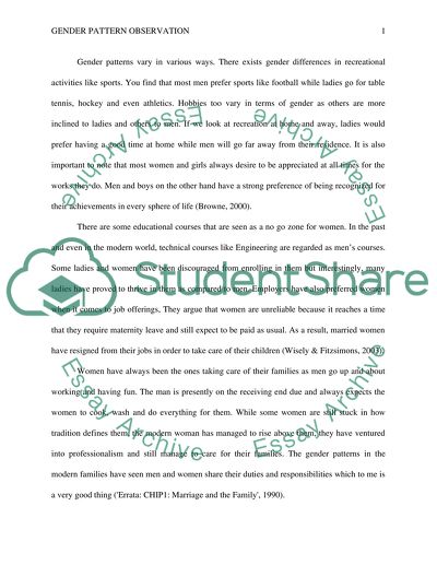 Gender Pattern Observation