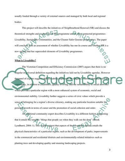 Does the Focus on Livability Provide a Coherent Agenda for Neighborhood Renewal