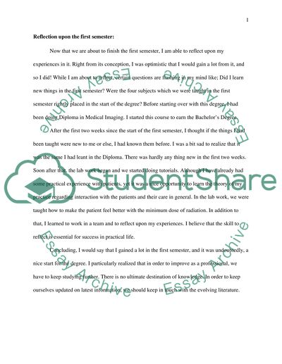 Reflection Upon the First Semester