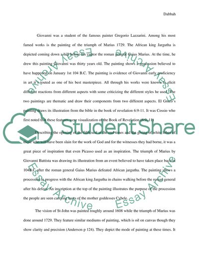 Comparison of Vision of St John by El Greco and the Triumph of Marius