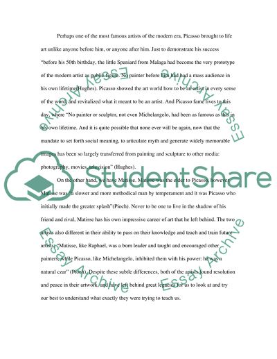 Comparison of the Two Artists Matisse and Picasso