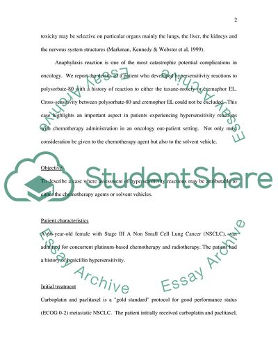Acute Hypersensitivity Reactions to Chemotherapy