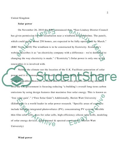 Implementation of Renewable Energy in the UK