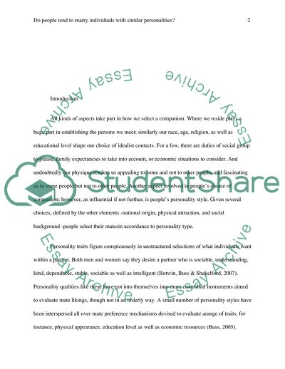 Do People Tend To Marry Individuals with Similar Personalities