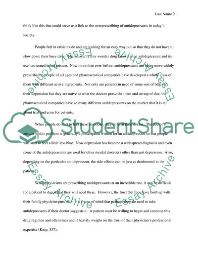 The Effects of Over-prescription of Anti-depressants