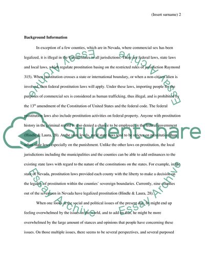 Should Prostitution Be Legal in United States of America