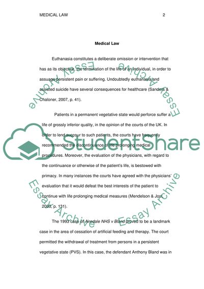Medical Law for Euthanasia