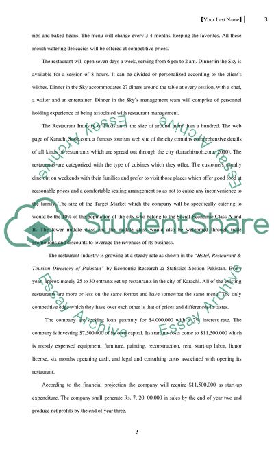 Dinner in the Sky: Business Plan