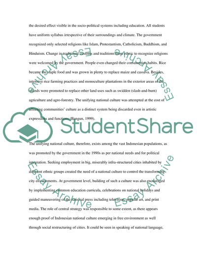 Existence National Culture Amongst the Vast Populations of Indonesia