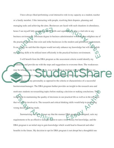 Application for DBA (Doctorate of Business administration)