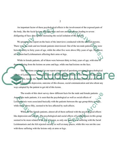 Psychological Effect of Leishmaniasis