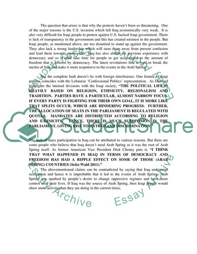 Arab Spring in some states in the Middle East, but why not IRAQ