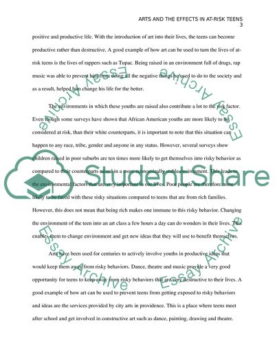 Arts and the Effects in At-Risk Teens