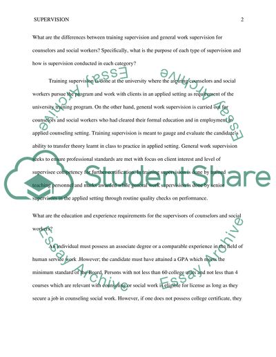 Differences between Training Supervision and General Work Supervision for Counselors