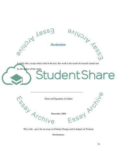Climate Change and Its Impact on Tourism Destinations