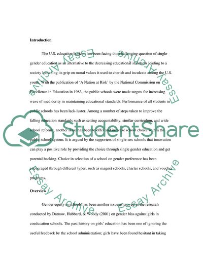 Single-Gender Education is a Viable Option in the Public Sector