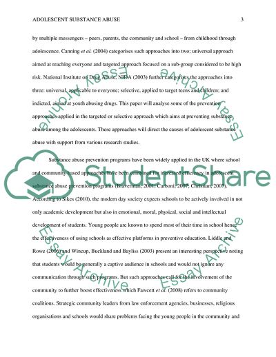 Causes of Adolescent Substance Abuse Prevention Strategies