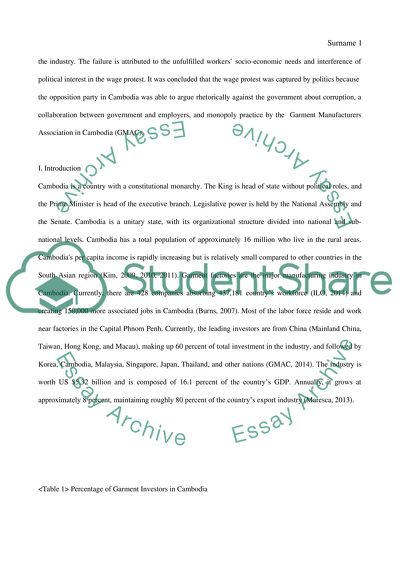 Garment Industry Development in Cambodia