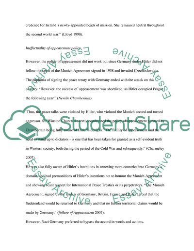 Britains Policy of Appeasement and Relationship with Ireland