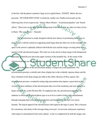 Analysis and Evaluation of an Advertisement