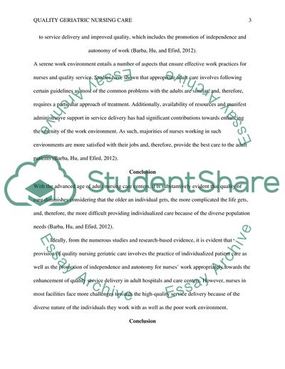 Quality Geriatric Nursing Care