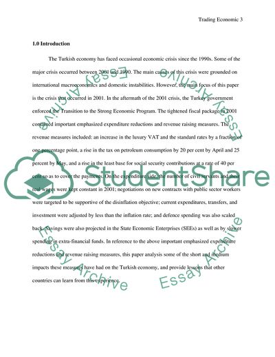 Trading Economic in Turkey Crisis 2001