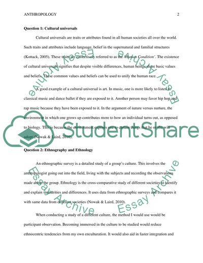 Anthropology Multiple Questions