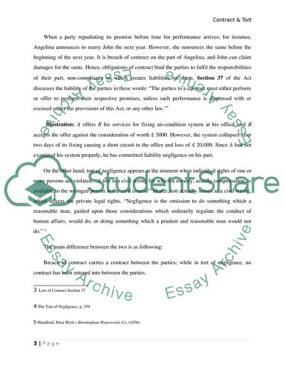 Liability in the Contract Law and in the Tort of Negligence