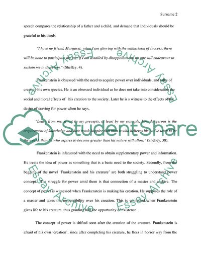 The Concept of Power in Miltons Paradise Lost, Shakespeares King Lear, and Shelleys Frankenstein