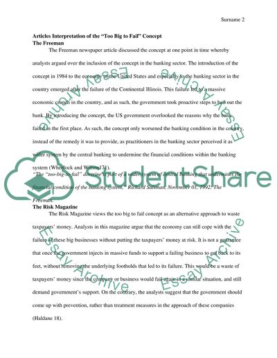 Too Big To Fail Concept